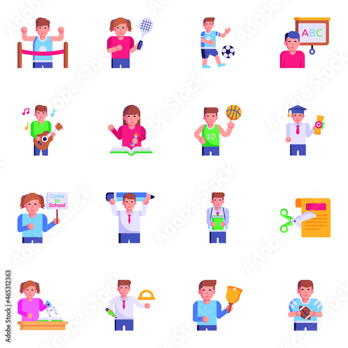 Pack of Learning and Sports Flat Icons 