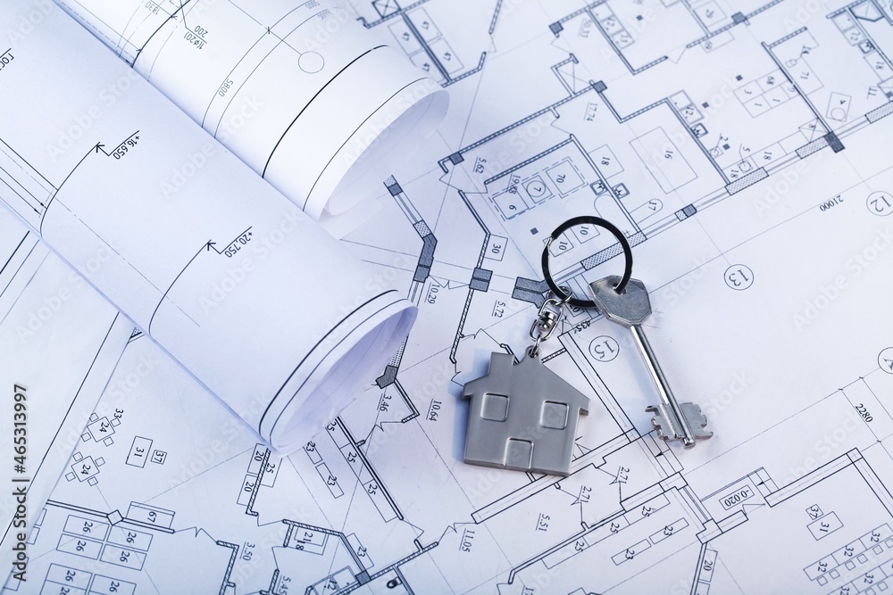 Blueprints with keys on top of them Blueprints with keys on top of them