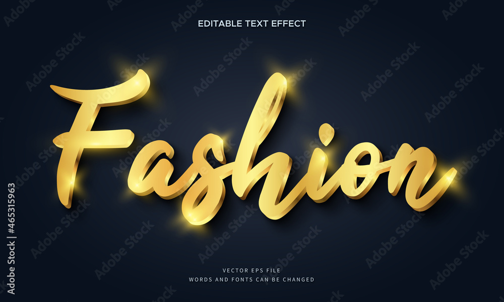 Luxury 3d gold fashion text effect. Elegant fancy font style perfect for logotype, title or heading 