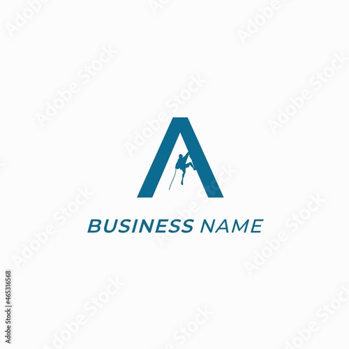 design logo combine letter A and mountain climbing