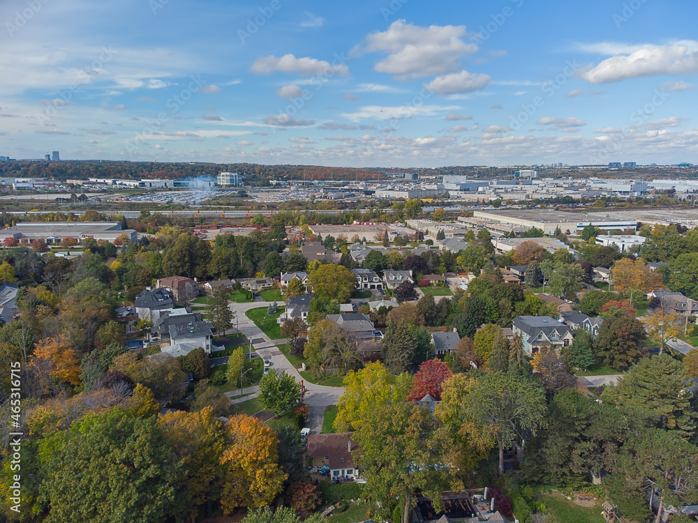 An aerial view of a neighborhood