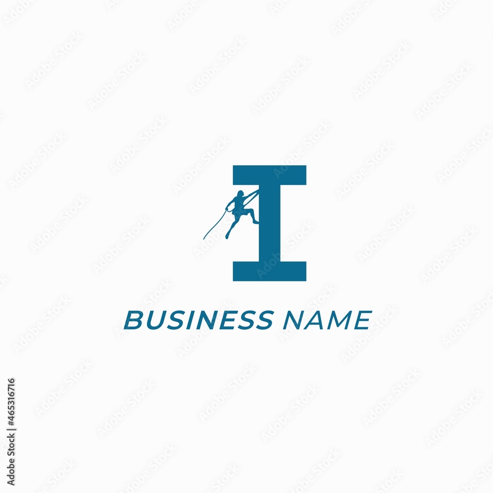 design logo combine climbing and letter I