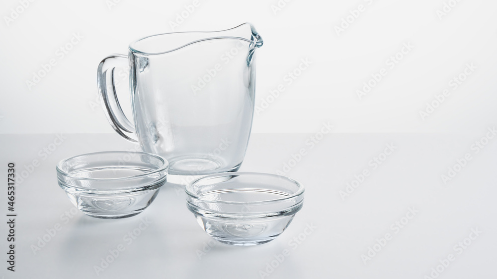 empty glassware on a white background with space for text