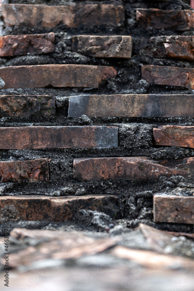 old black brick wall They are arranged in a gradual manner. Old City Wall in Nakhon Si Thammarat, Thailand old black brick wall They are arranged in a gradual manner. Old City Wall in Nakhon Si Thammarat, Thailand