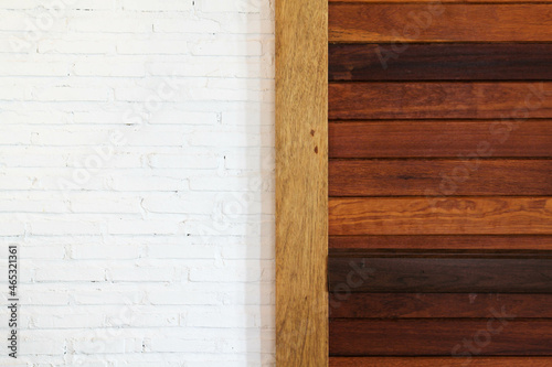 A wooden sliding door in a cafe.