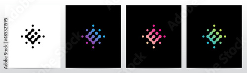 Connection Dots Rotate Letter Logo Design E