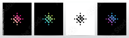 Connection Dots Rotate Letter Logo Design K