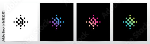 Connection Dots Rotate Letter Logo Design V