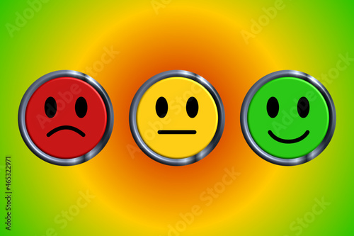 Smileys in Ampelfarben und radialem Hintergrund