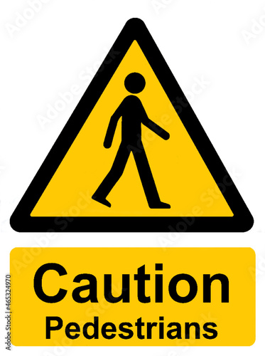 Caution Pedestrians crossing yellow warning sign