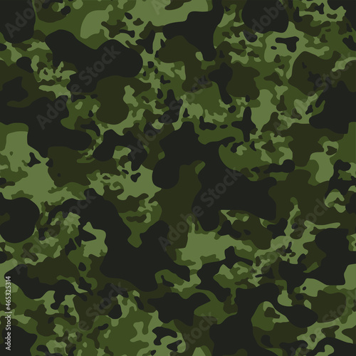 Camouflage texture seamless pattern. Abstract modern military background of colorful spots. Fabric and fashion print template. Vector background.