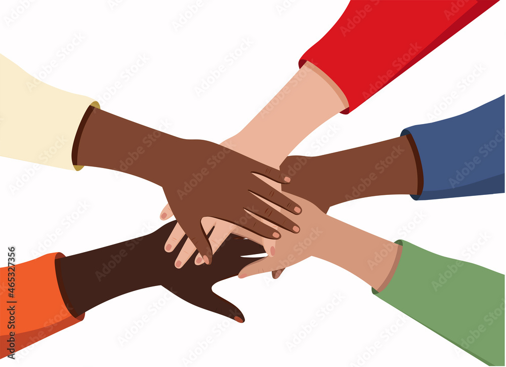 International group of people hold hand together vector isolated. Concept of teamwork and partnership, agreement, social community or movement. Unity and cooperation. International group of people hold hand together vector isolated. Concept of teamwork and partnership, agreement, social community or movement. Unity and cooperation.