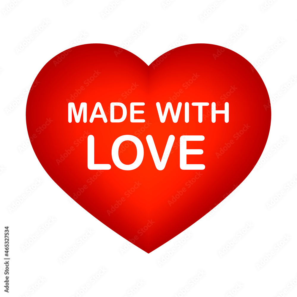 Made with love icon. Red heart Made with love icon. Red heart