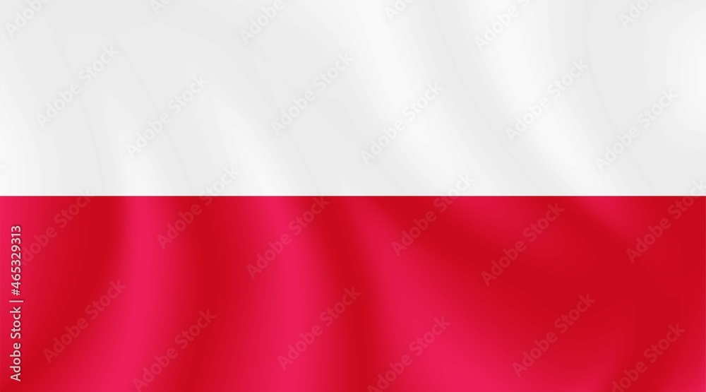 National flag of Poland with imitation of light waves on the fabric. Vector stock illustration National flag of Poland with imitation of light waves on the fabric. Vector stock illustration