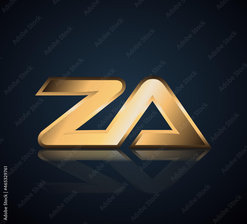 Initial 2 letter Logo Modern Simple Gold in Dark Background with Reflection ZA Initial 2 letter Logo Modern Simple Gold in Dark Background with Reflection ZA