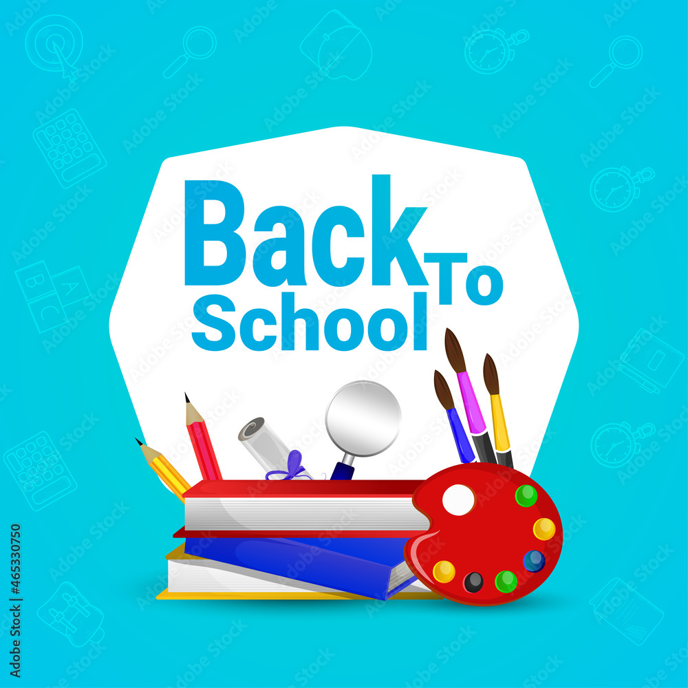 Naklejka premium Back to school creative illustration and background