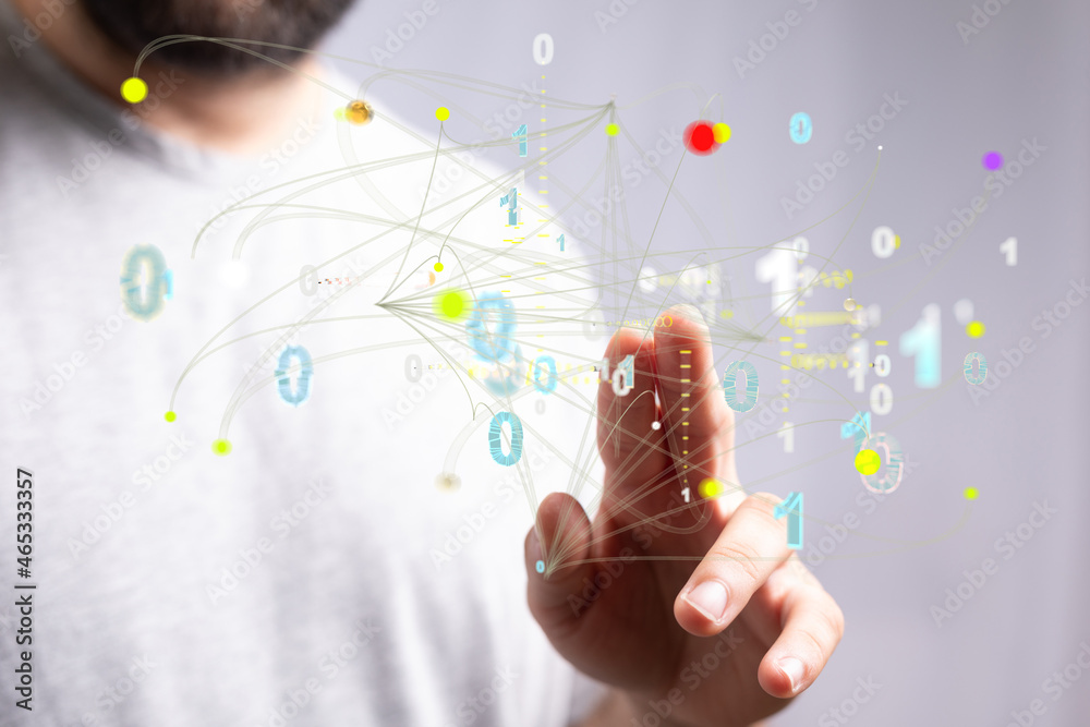 Digital cyberspace with particles and Digital data network connections concept. Digital cyberspace with particles and Digital data network connections concept.