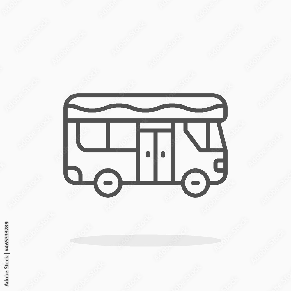 Bus icon. Editable Stroke and pixel perfect, outline style. Vector illustration. Enjoy this icon for your project.