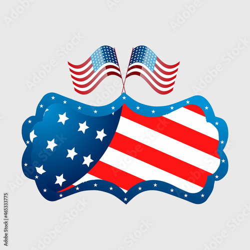 America vector flag with waving or usa 3d flag illustration with circle, national flag of the United States of America