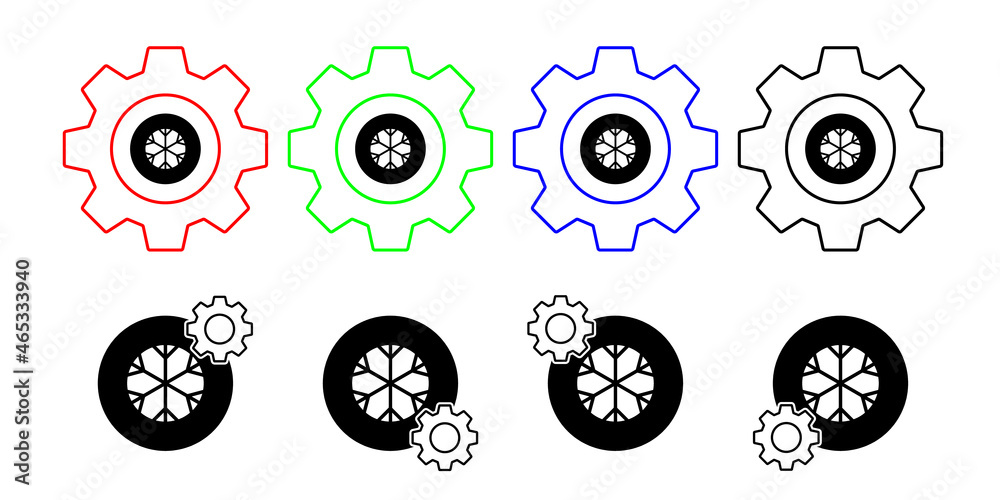 Snowflake vector icon in gear set illustration for ui and ux, website or mobile application Snowflake vector icon in gear set illustration for ui and ux, website or mobile application