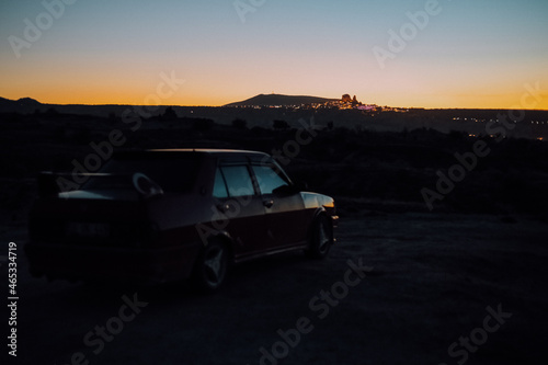 car at sunset