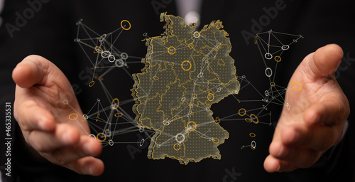 germany map digital in hand 3d