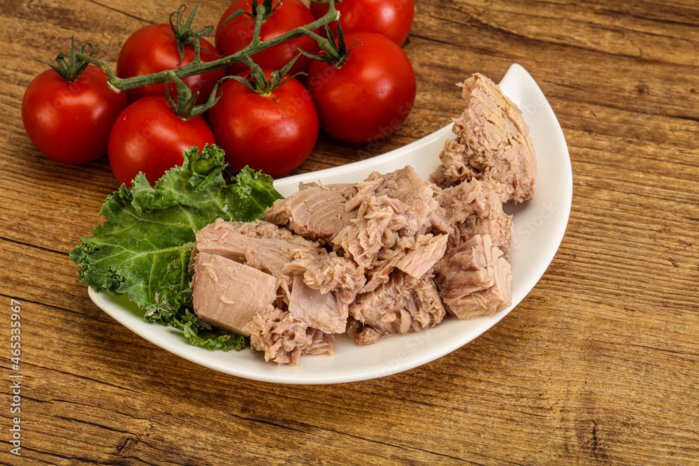 Canned tuna fillet in the bowl Canned tuna fillet in the bowl