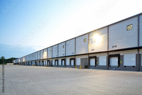 Exterior of modern distribution center warehouse