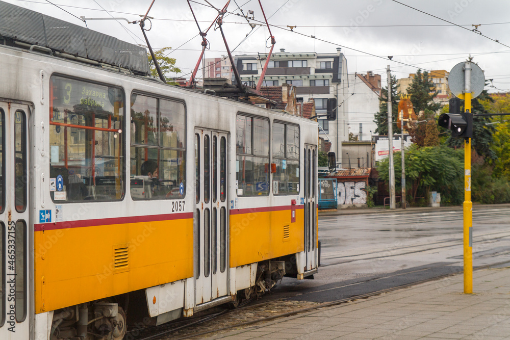 Tranvia o Trolley en la ciudad de Sofia, pais de Bulgaria
