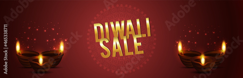Diwali sale background with creative diwali diya and background