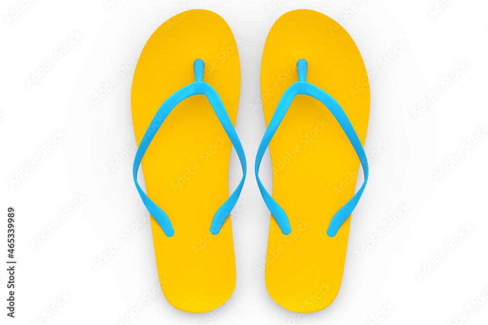 Beach orange flip-flops or sandals isolated on white background. Beach orange flip-flops or sandals isolated on white background.