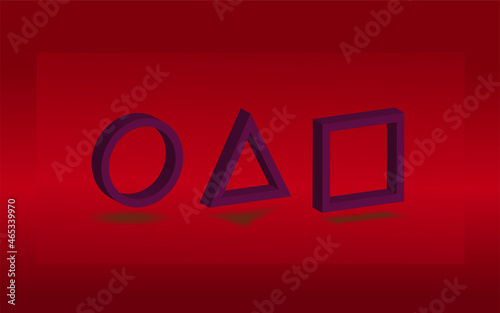 3D geometric vector circle, triangle and square with shadow