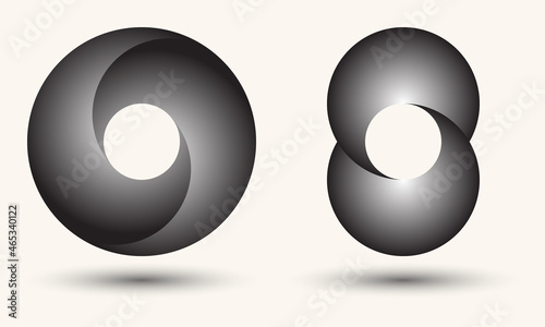 Abstract background with rotating elements. Rotating circle as dynamic icon or logo or badge.