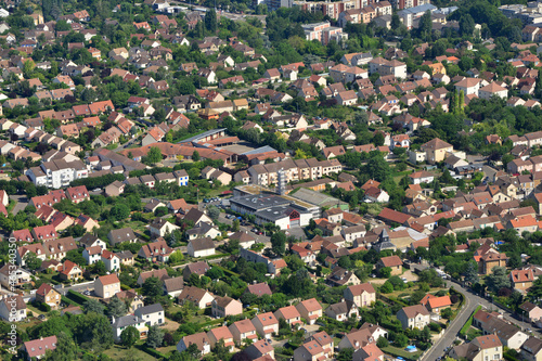Vernouillet, France - july 7 2017 : aerial picture of the town
