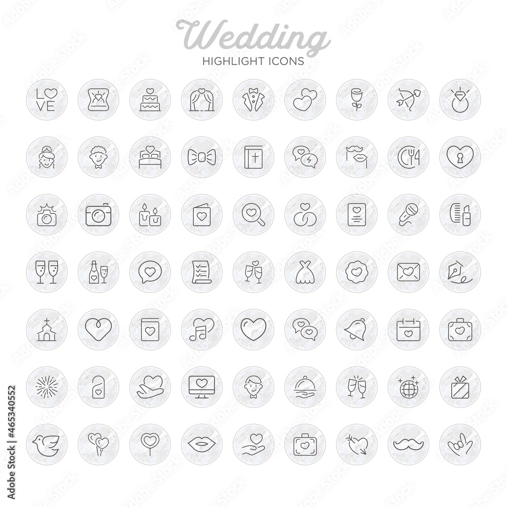 Instagram highlight cover icons isolated on white background. Set ...