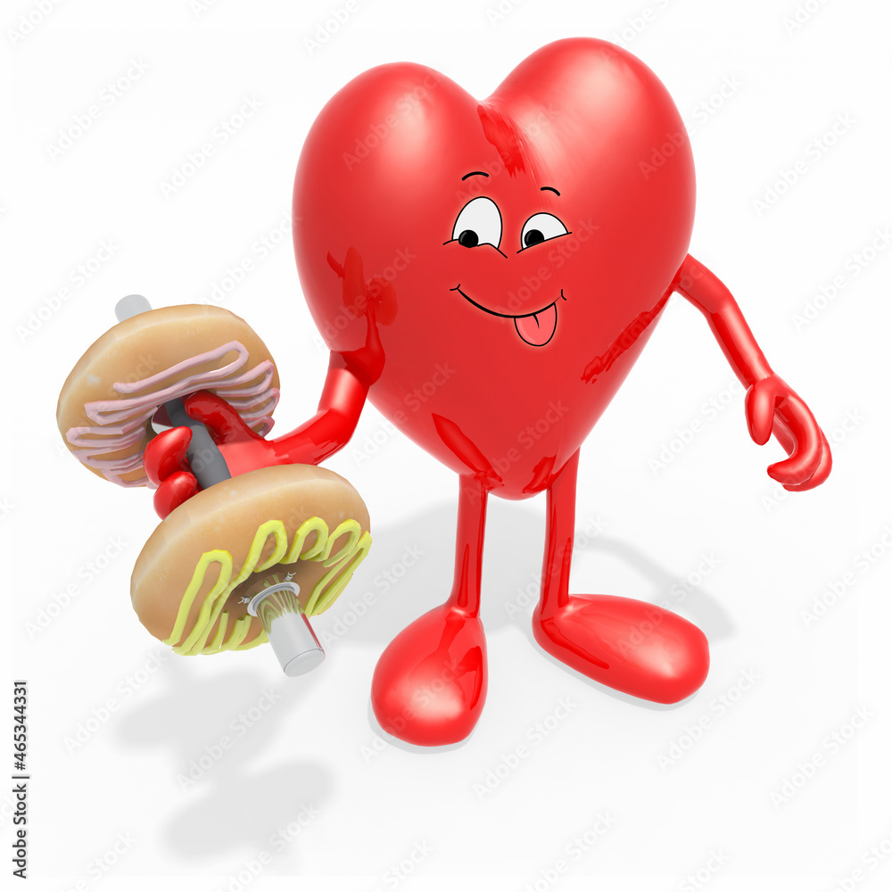 heart cartoon training with donuts instead weight