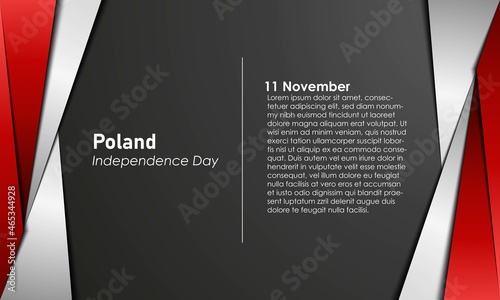 Polish Independence Day Background. Copy space area. Greeting card, banner, vector illustration. Polish national day 11 November. With the Polish national flag. Premium and luxury design