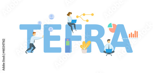 TEFRA, Tax Equity Fiscal Responsibility Act. Concept with keyword, people and icons. Flat vector illustration. Isolated on white.