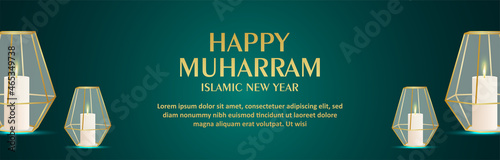 Islamic festival happy muharram celebration banner