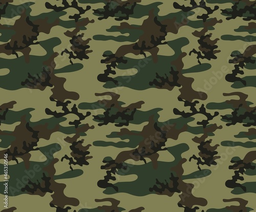  Forest camouflage texture, vector geometric seamless pattern, army green background. Ornament
