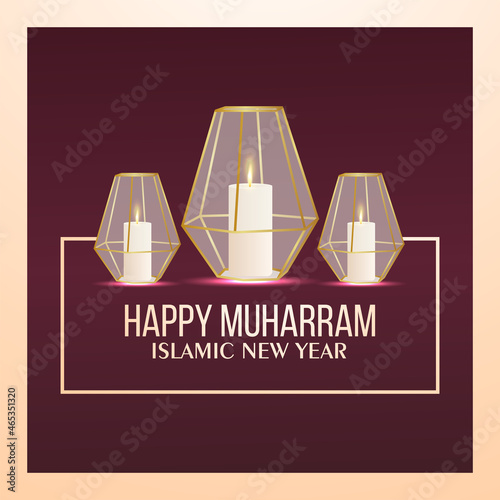 Happy muharram invitation background with vector illustration