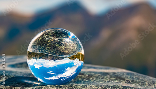 Canvas Print Crystal ball alpine landscape shot on a rock at the famous Grossglockner High Al