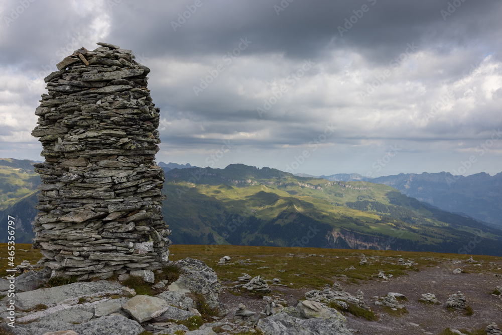Amazing hiking day in one of the most beautiful area in Switzerland called Pizol in the canton of Saint Gallen. What a wonderful landscape in Switzerland at a sunny day.