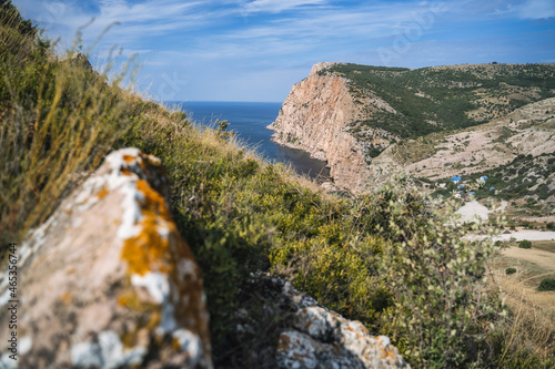 The beautiful view of Balaklava mountain coastline close to vasili beach. Black sea Crimea photo