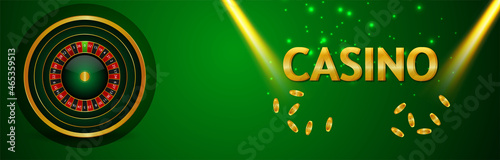 Casino gambling game with roulette wheel and playing cards