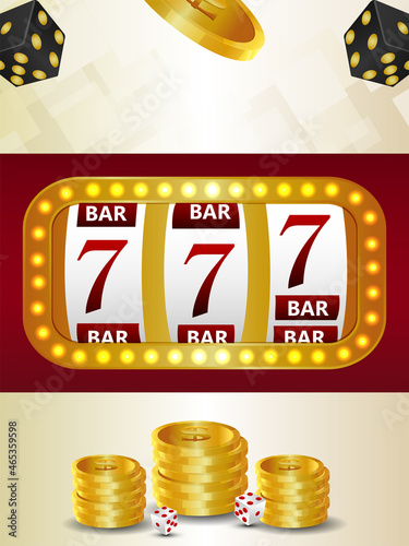Casino vip luxury gambling game with slot machine and gold coin