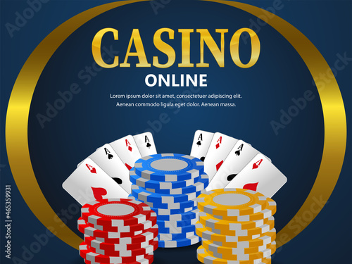 Realistic casino online gambling game with playing cards and casino chips