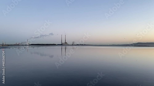 Dawn over Poolbeg and Dublin Bay, Ireland