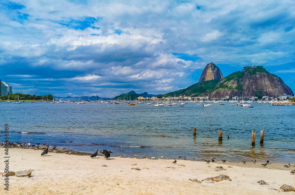 Sugarloaf mountain and Botafogo Beach Rio de Janeiro Brazil.