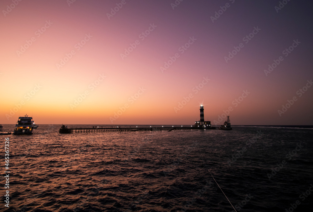 Sunset at Daedalus reef in the middle of the Red Sea, Egypt